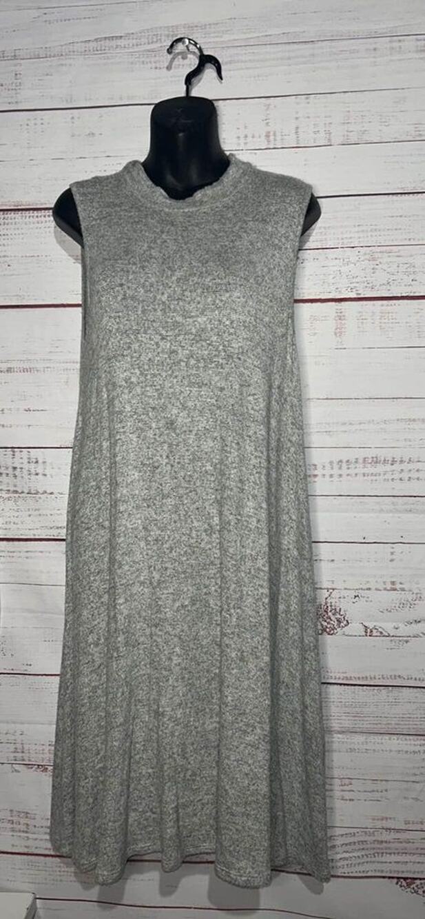 Acemi Marled Gray Women’s Mock Neck Tank Dress Large